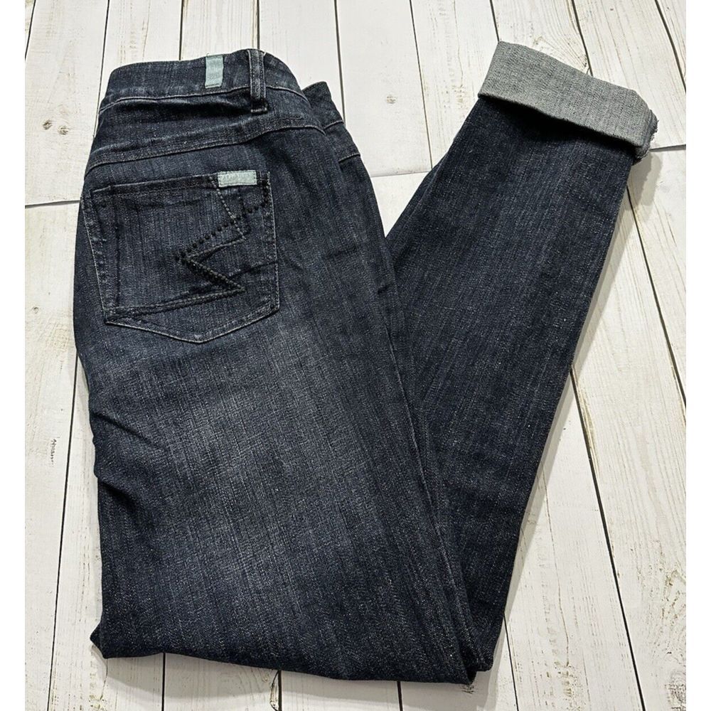 Zana Di Womens Dark Wash Denim Jeans Roll Cuff Mid Rise Size 14